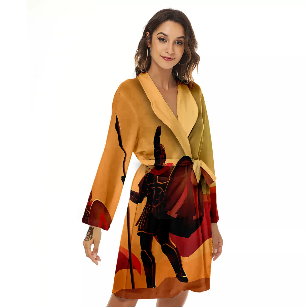 Spartan Ancient Print Women's Robe-grizzshop