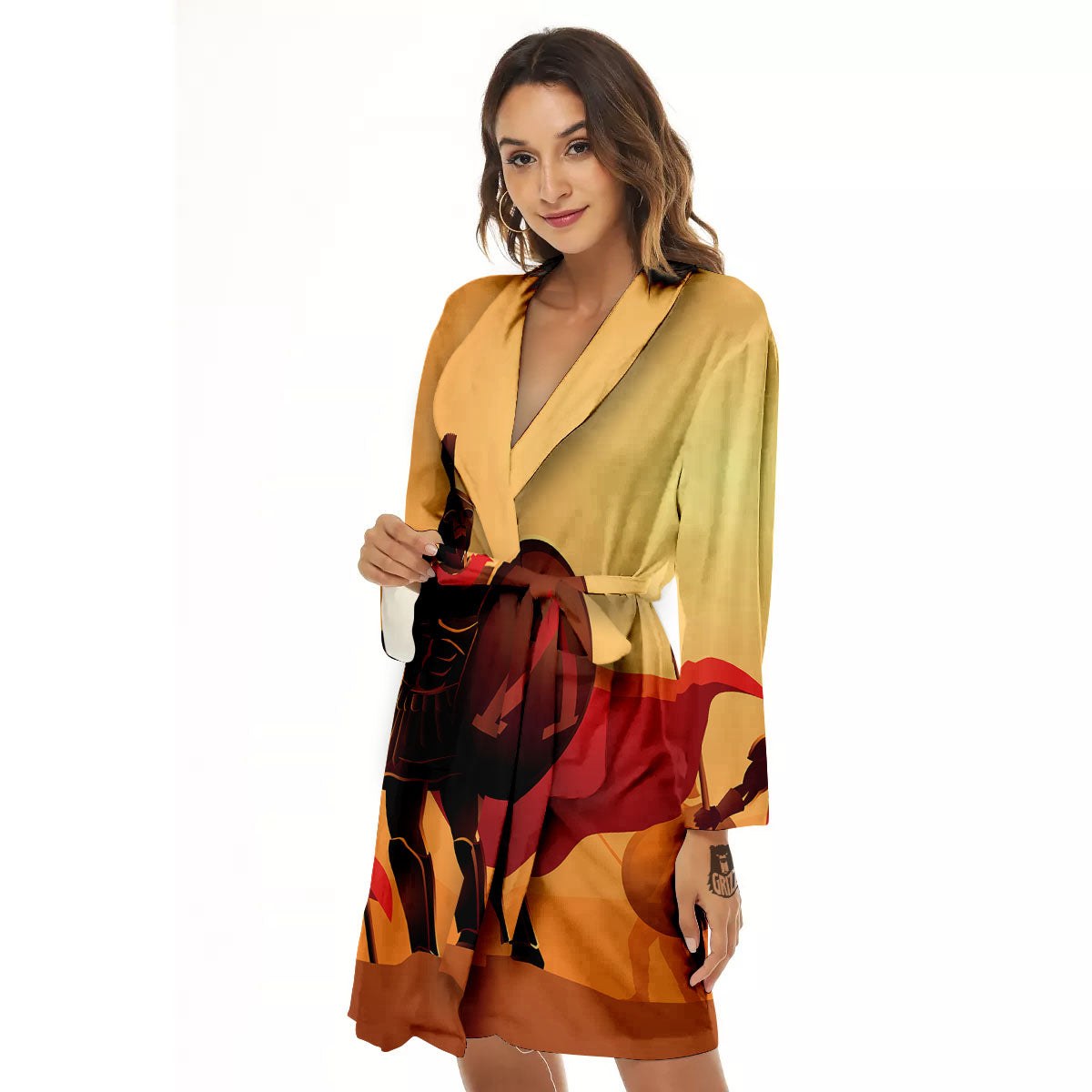 Spartan Ancient Print Women's Robe-grizzshop