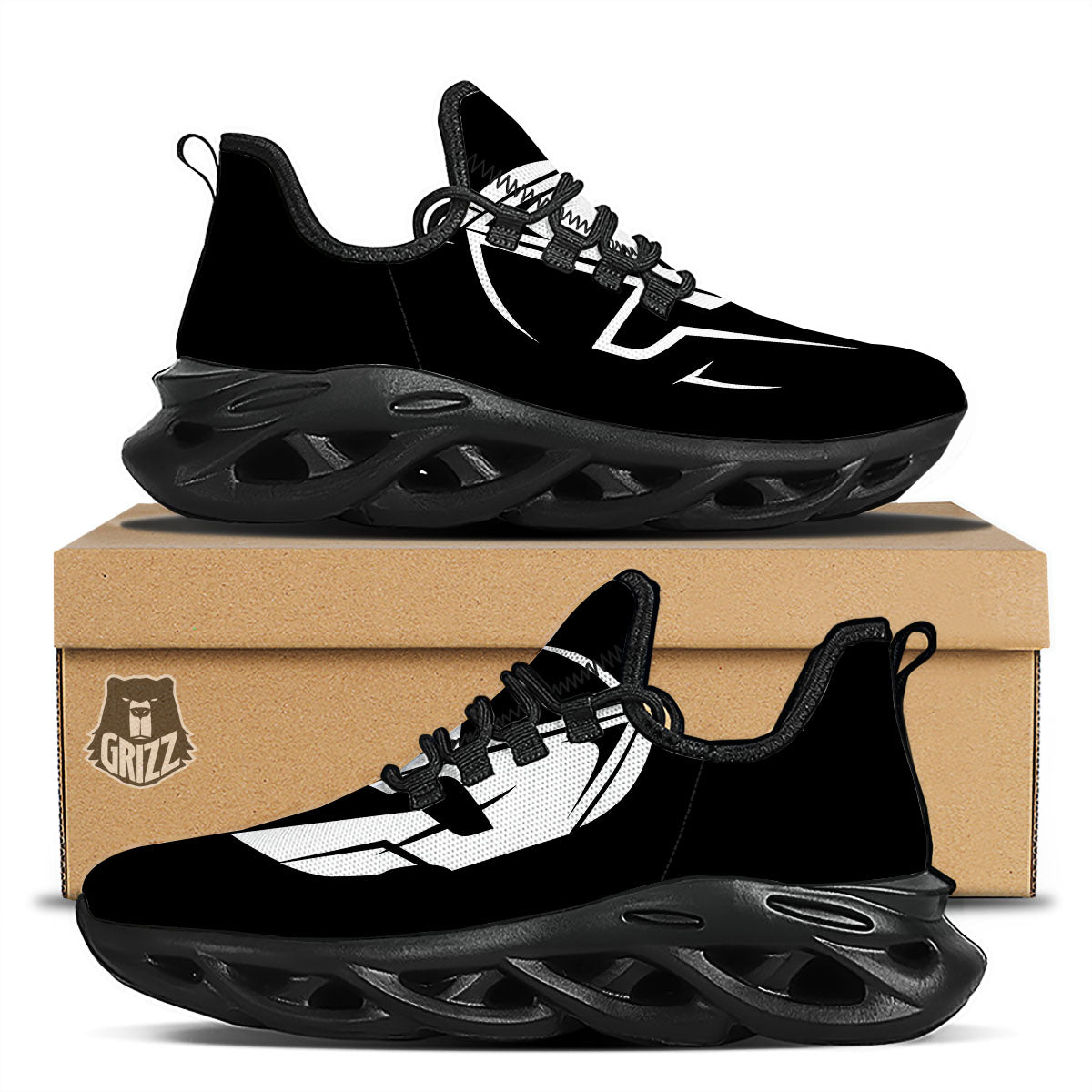 Spartan Helmet White And Black Print Black Running Shoes-grizzshop