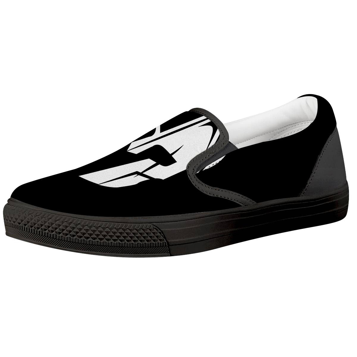 Spartan Helmet White And Black Print Black Slip On Shoes-grizzshop