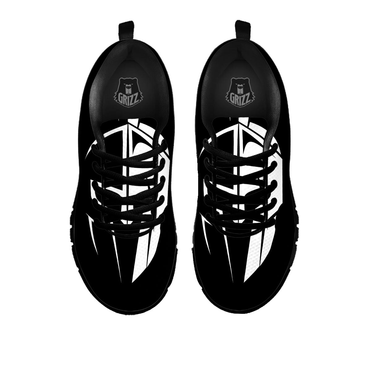 Spartan Helmet White And Black Print Black Sneaker-grizzshop