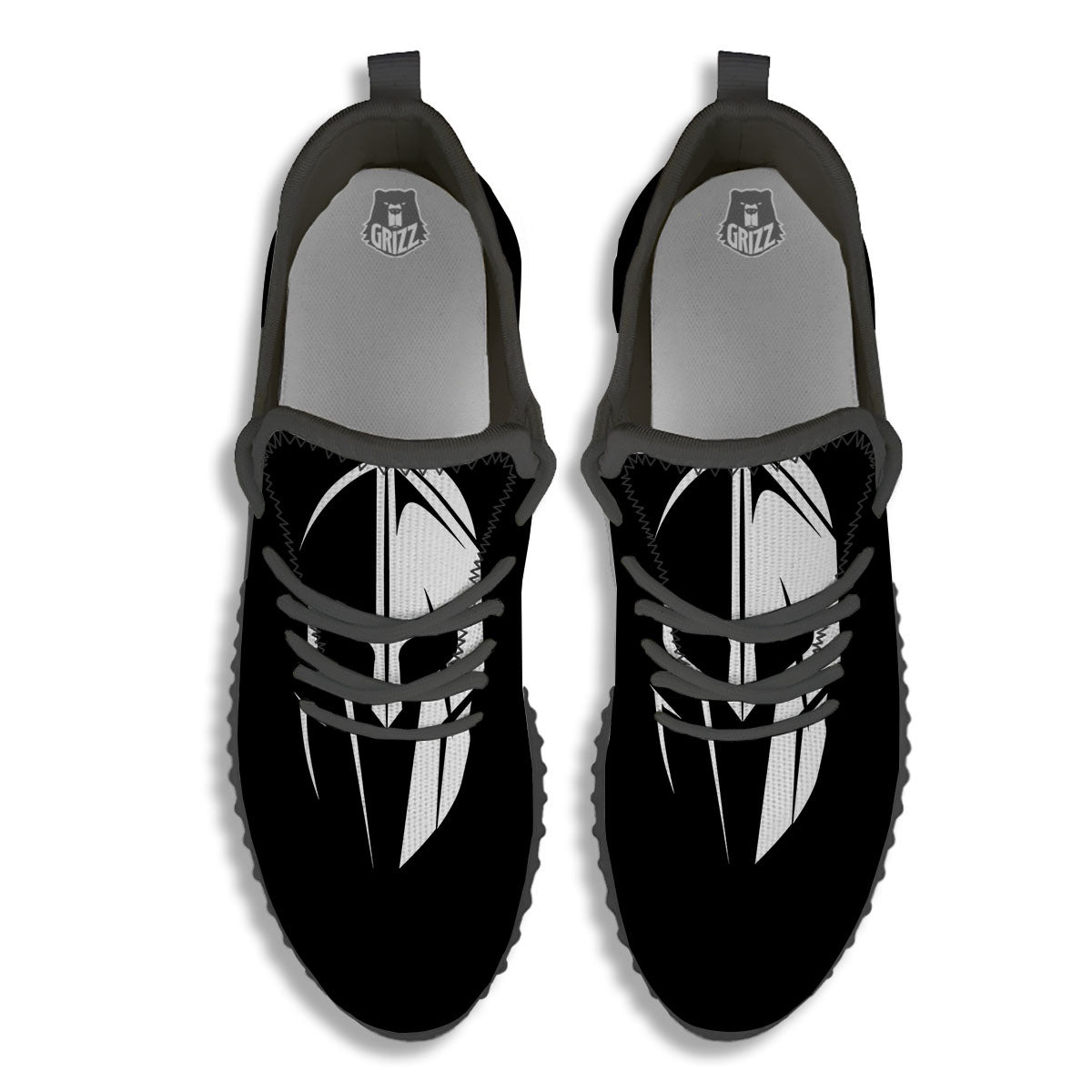 Spartan Helmet White And Black Print Black Walking Shoes-grizzshop