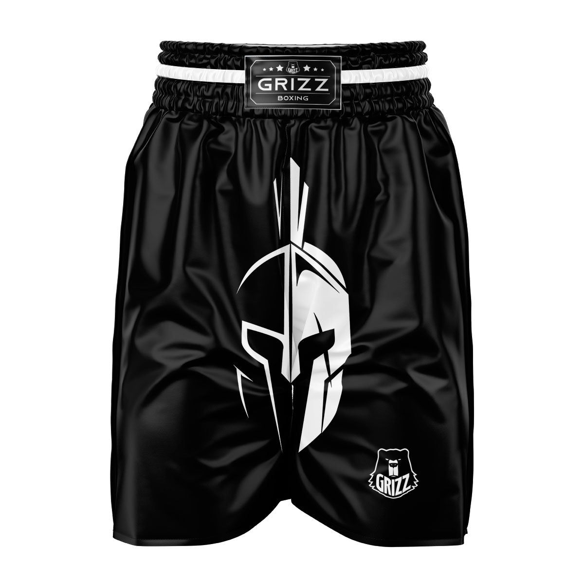 Spartan Helmet White And Black Print Boxing Shorts-grizzshop