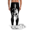 Spartan Helmet White And Black Print Men's Leggings-grizzshop