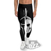 Spartan Helmet White And Black Print Men's Leggings-grizzshop