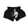 Spartan Helmet White And Black Print Muay Thai Boxing Shorts-grizzshop