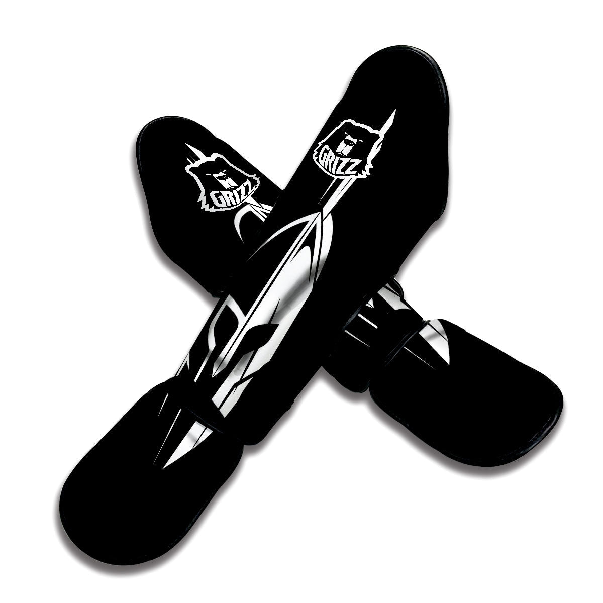 Spartan Helmet White And Black Print Muay Thai Shin Guards-grizzshop