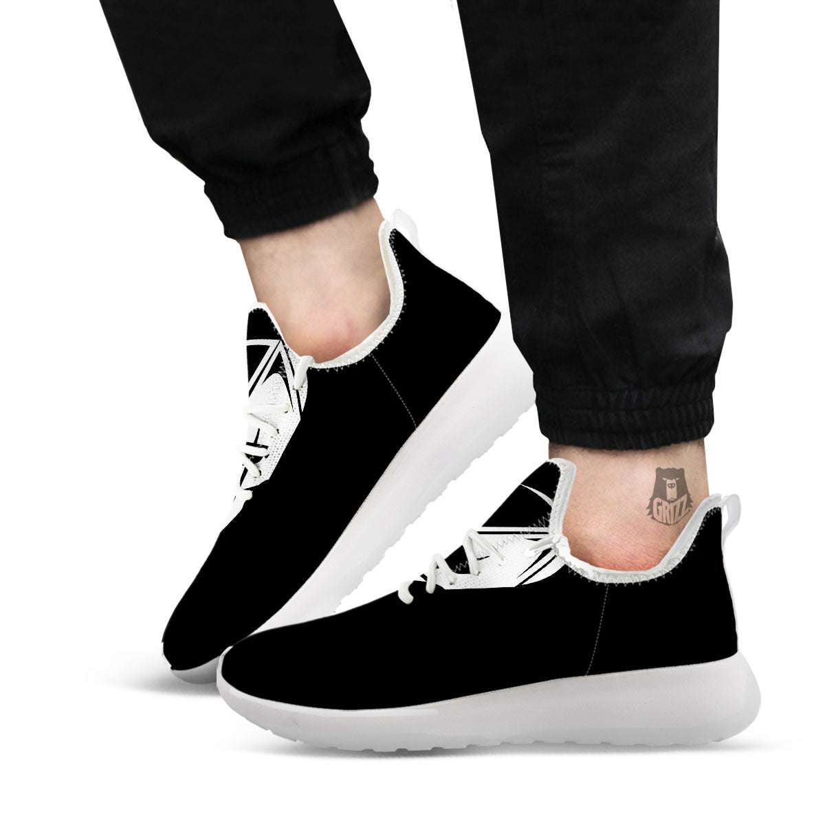 Spartan Helmet White And Black Print White Athletic Shoes-grizzshop