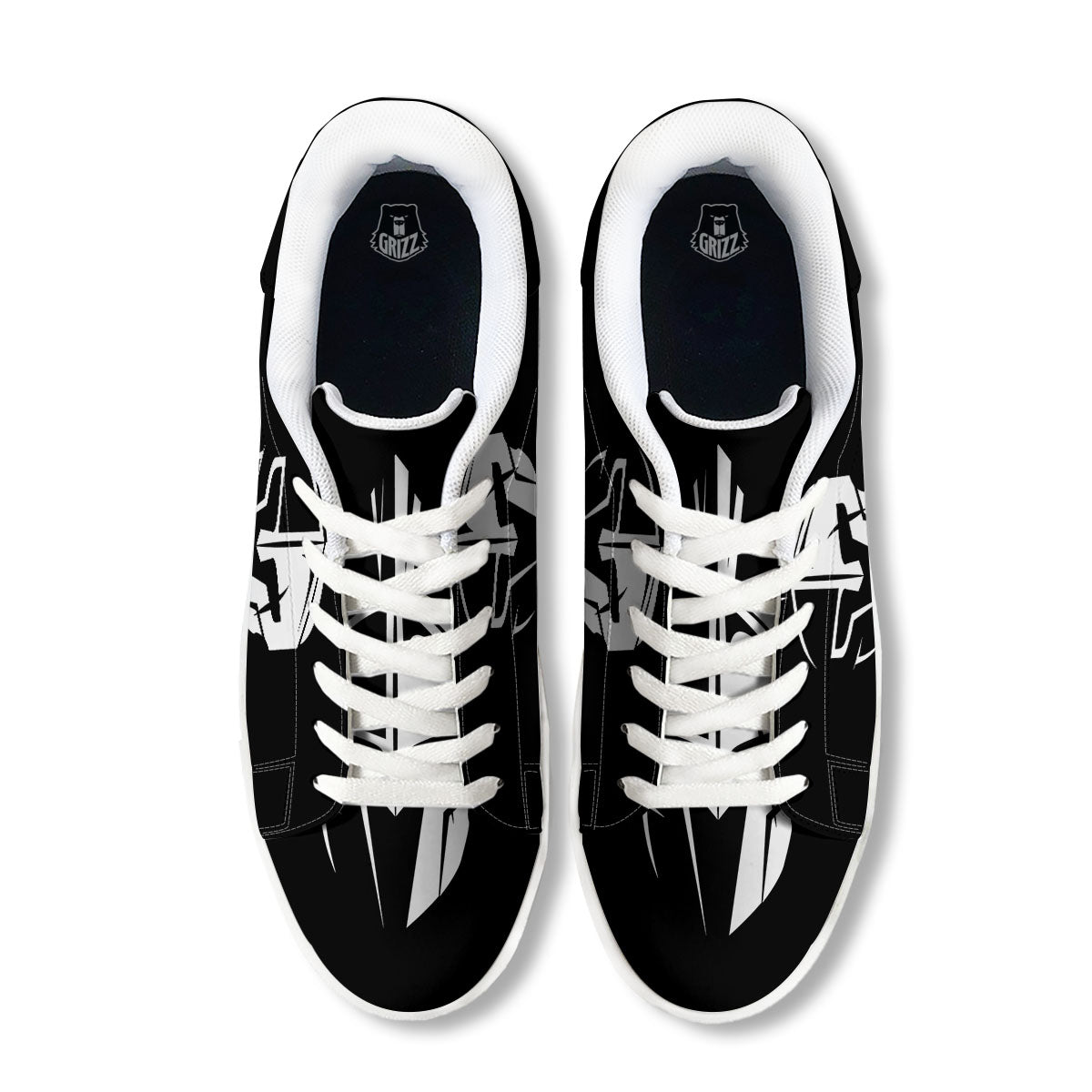 Spartan Helmet White And Black Print White Low Top Sneakers-grizzshop