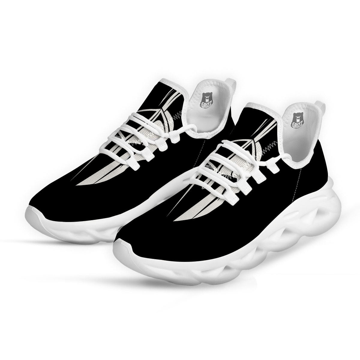 Spartan Helmet White And Black Print White Running Shoes-grizzshop