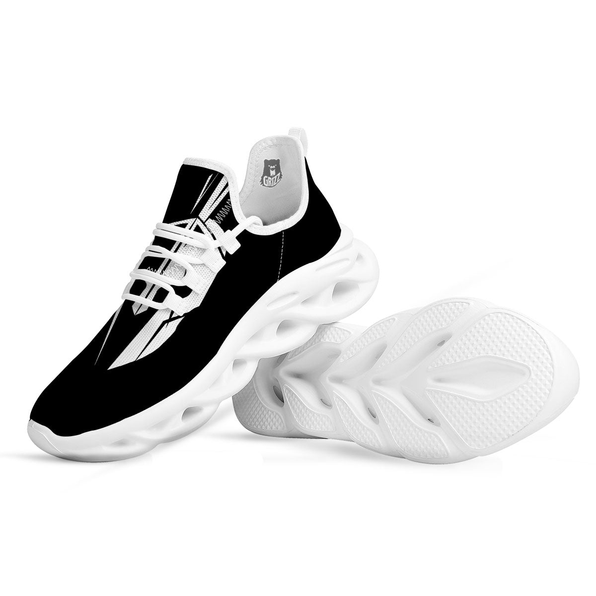 Spartan Helmet White And Black Print White Running Shoes-grizzshop