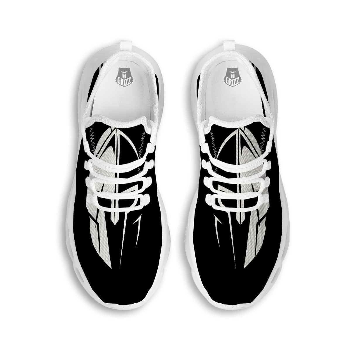 Spartan Helmet White And Black Print White Running Shoes-grizzshop