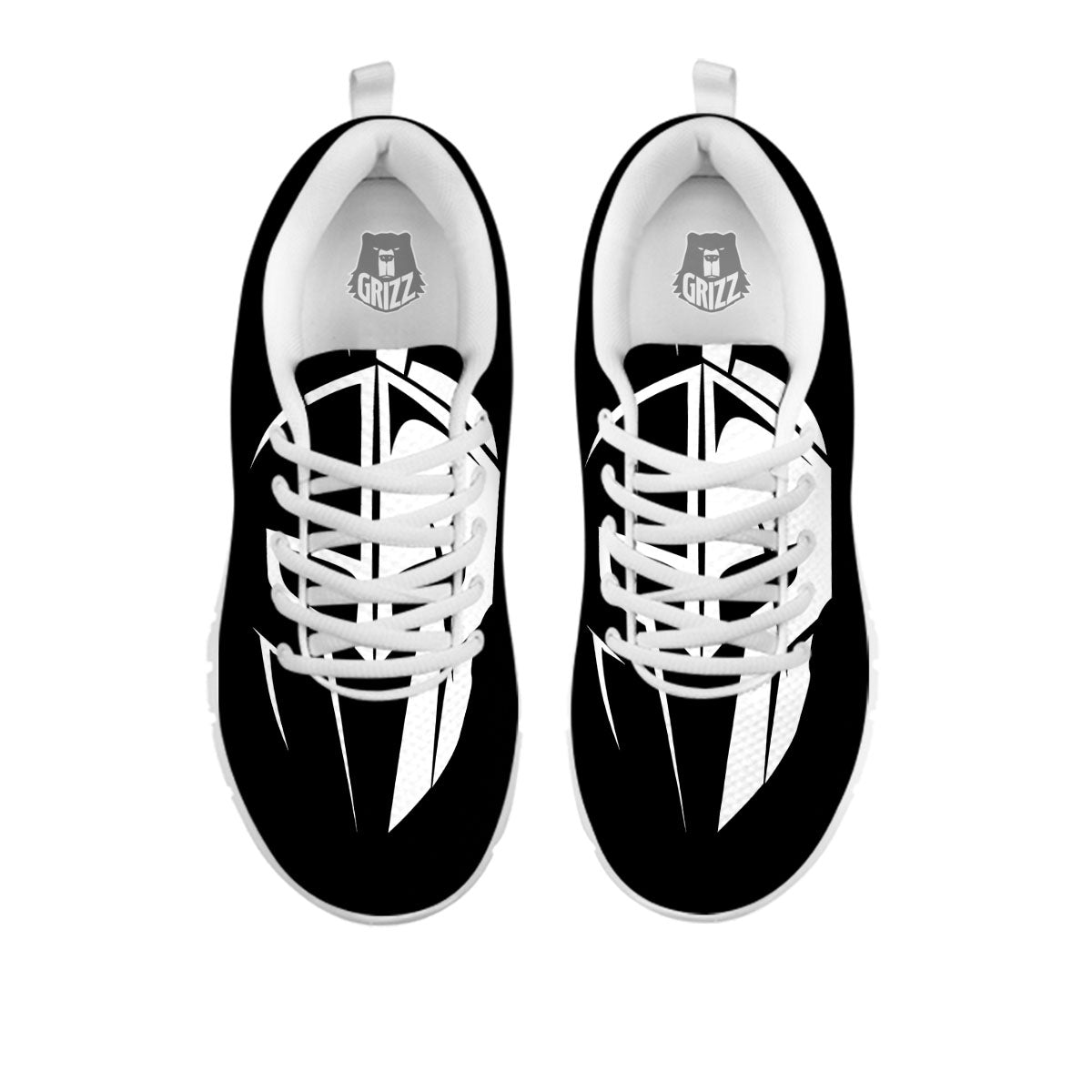 Spartan Helmet White And Black Print White Sneaker-grizzshop