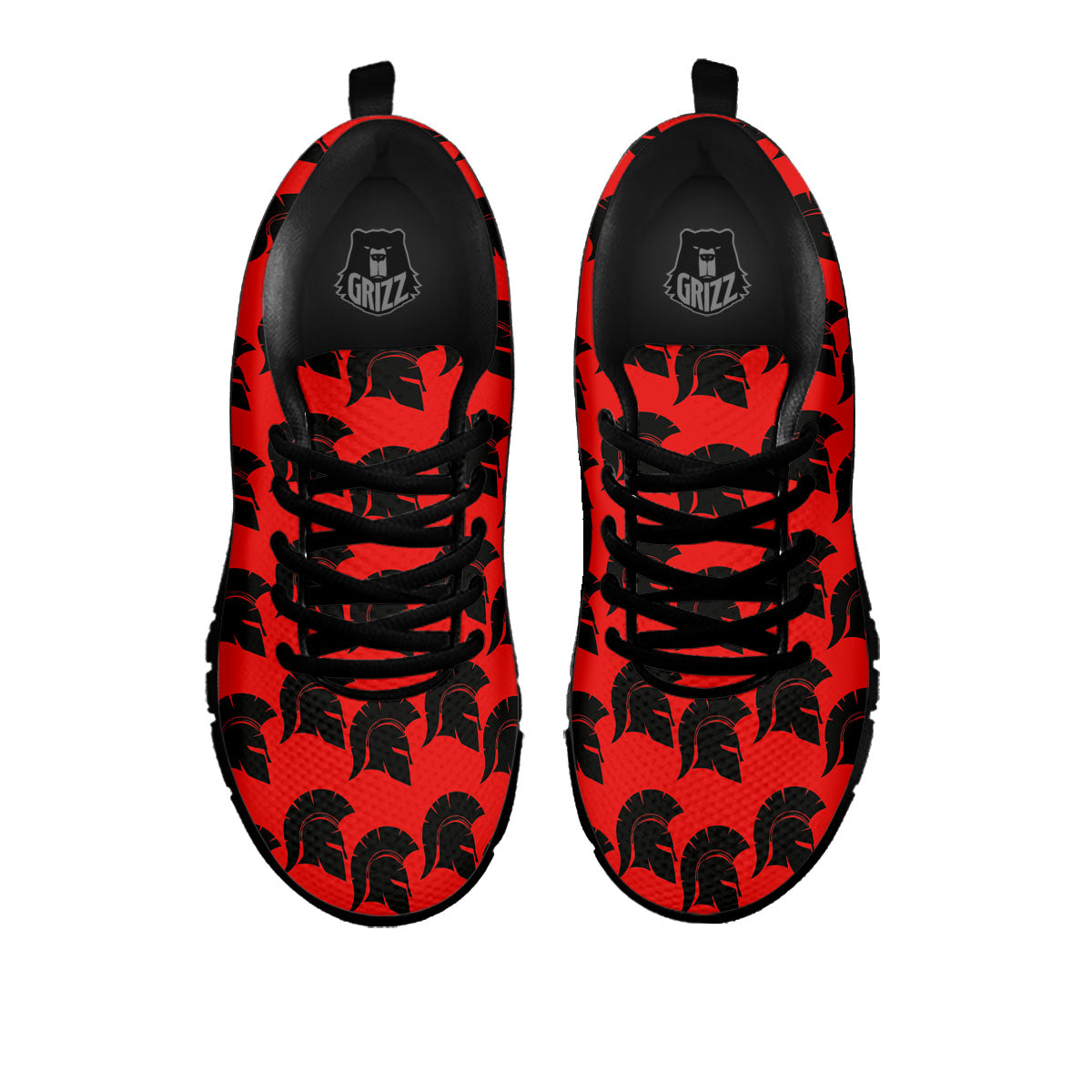 Spartan Red And Black Print Pattern Black Sneaker-grizzshop