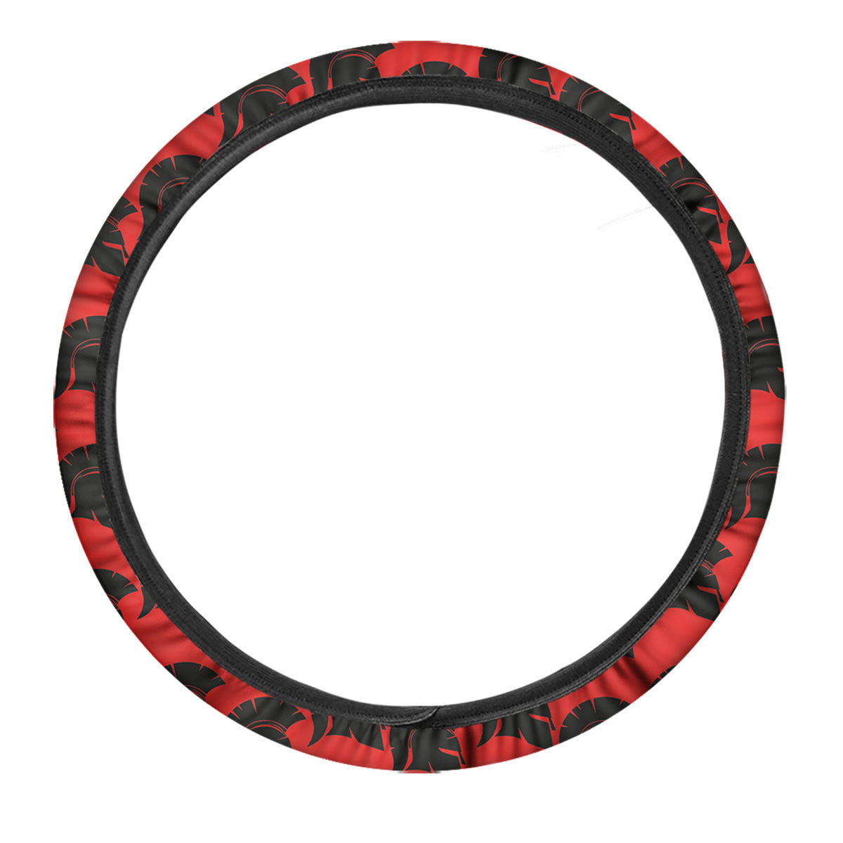 Spartan Red And Black Print Pattern Car Steering Wheel Cover-grizzshop