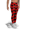 Spartan Red And Black Print Pattern Men's Leggings-grizzshop