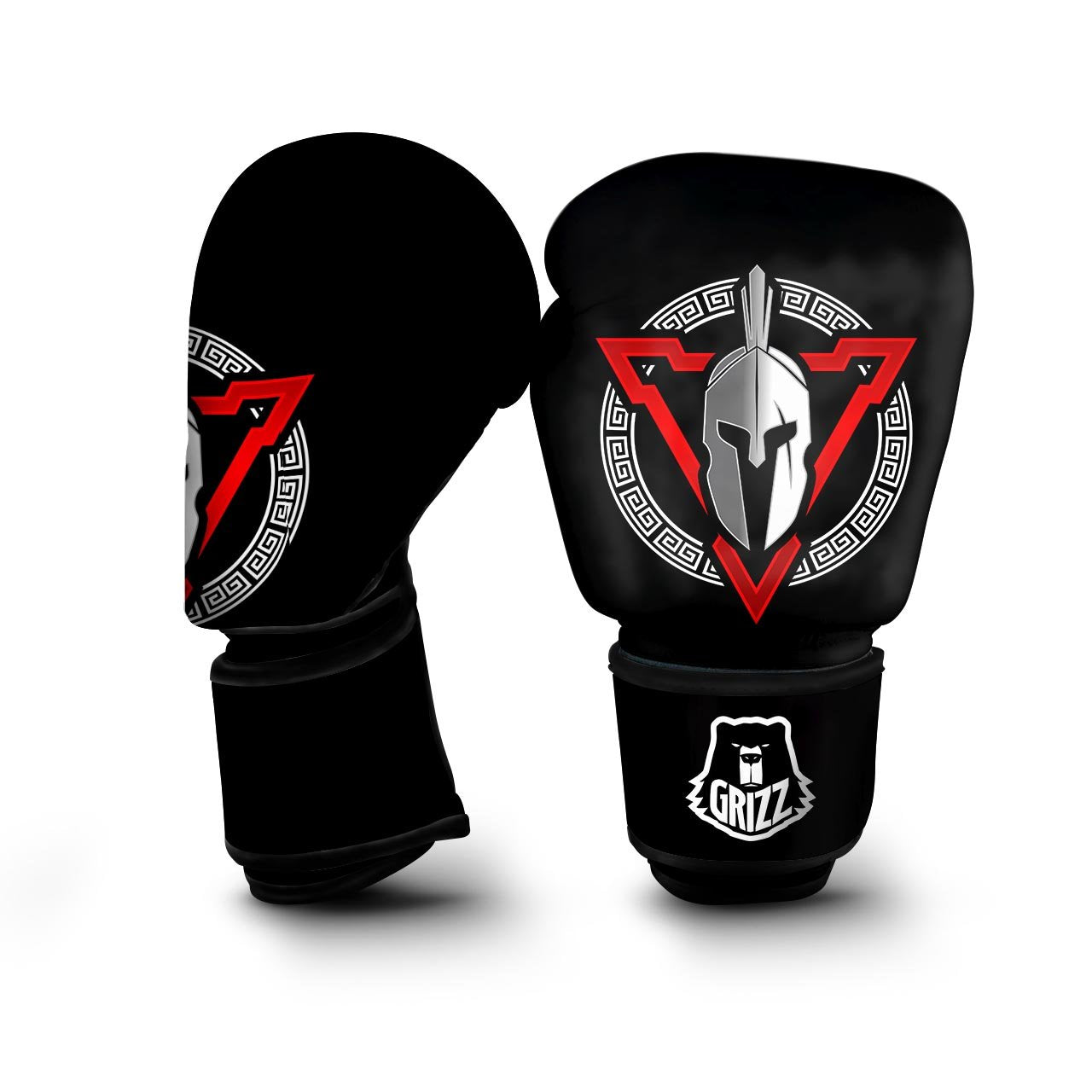 Spartan Red And White Print Boxing Gloves-grizzshop
