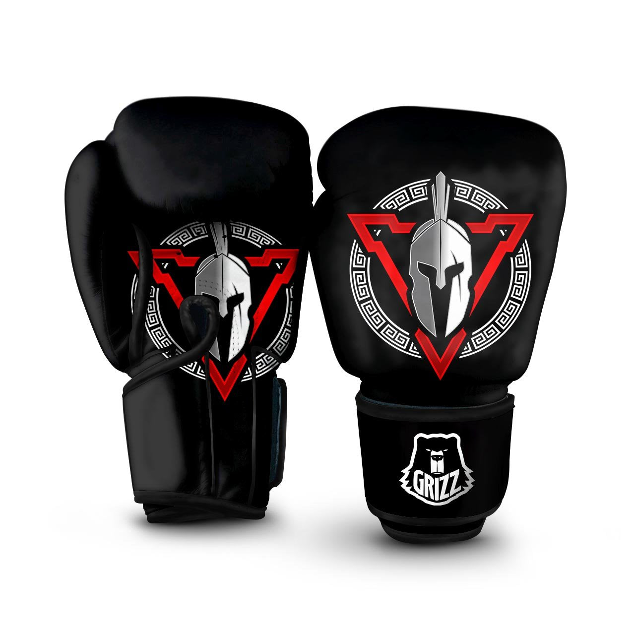 Spartan Red And White Print Boxing Gloves-grizzshop