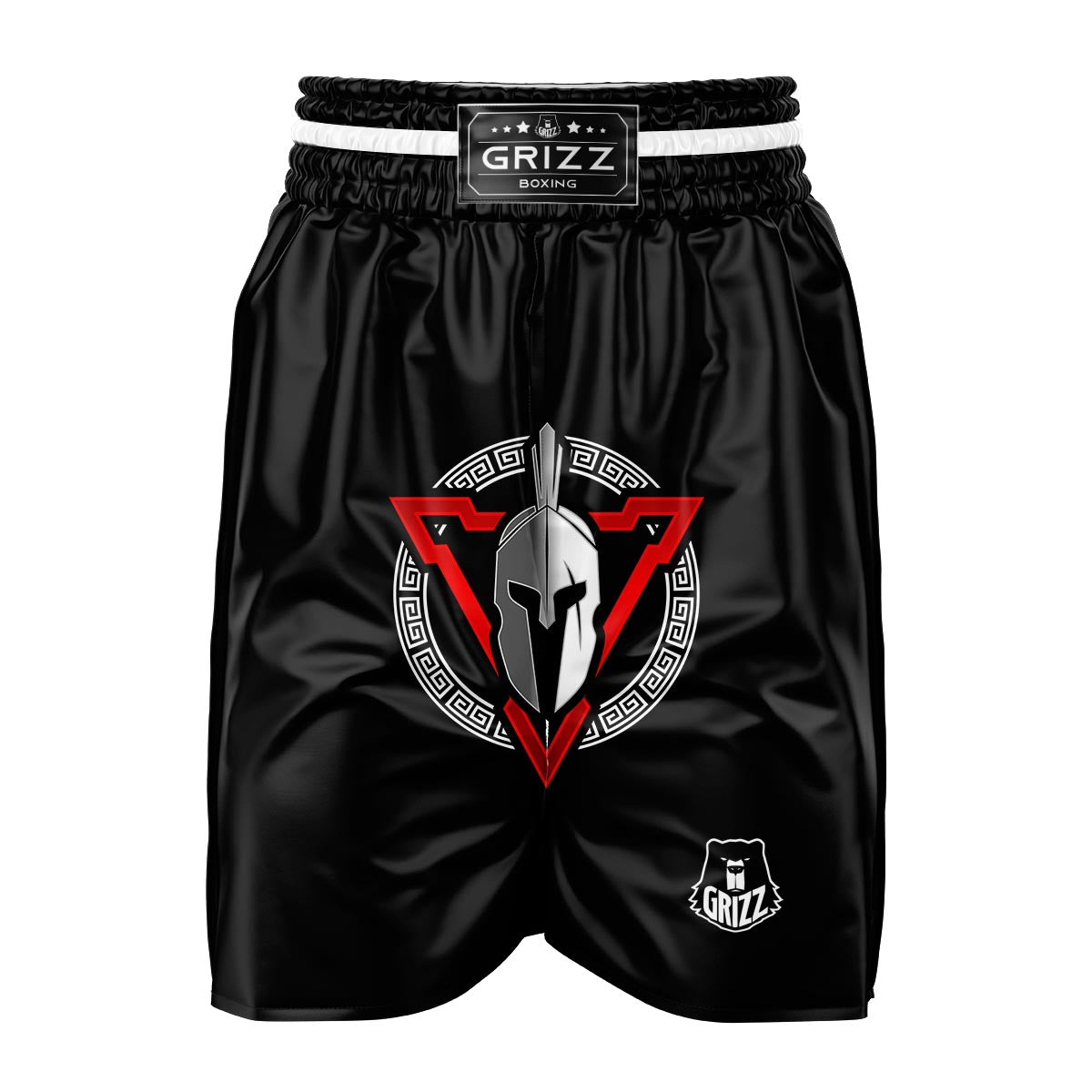 Spartan Red And White Print Boxing Shorts-grizzshop