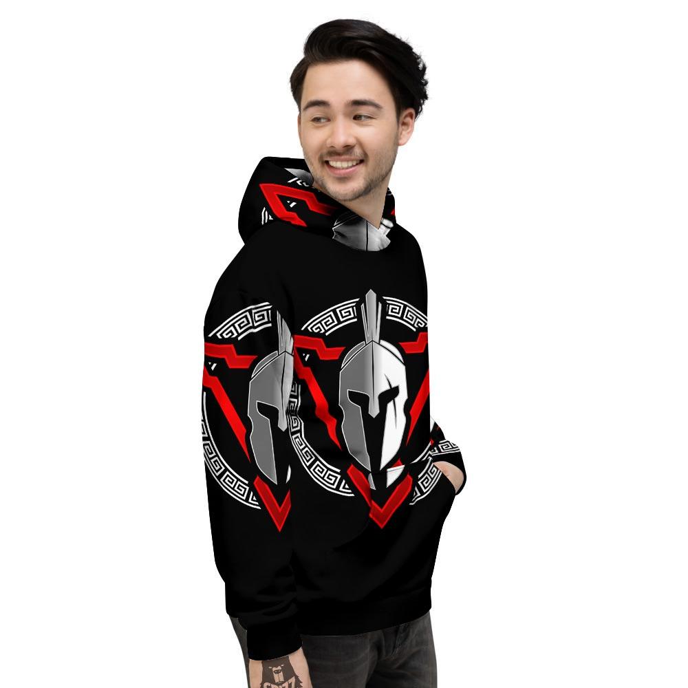 Spartan Red And White Print Men's Hoodie-grizzshop