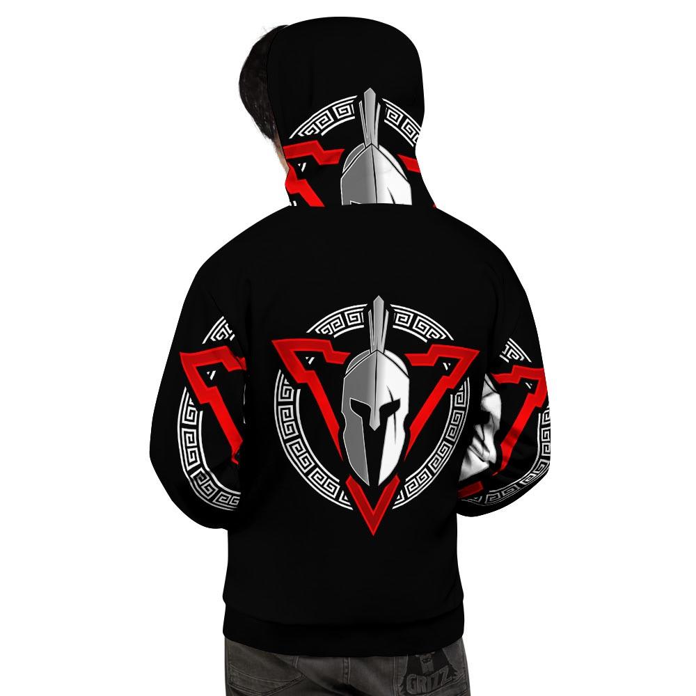 Spartan Red And White Print Men's Hoodie-grizzshop