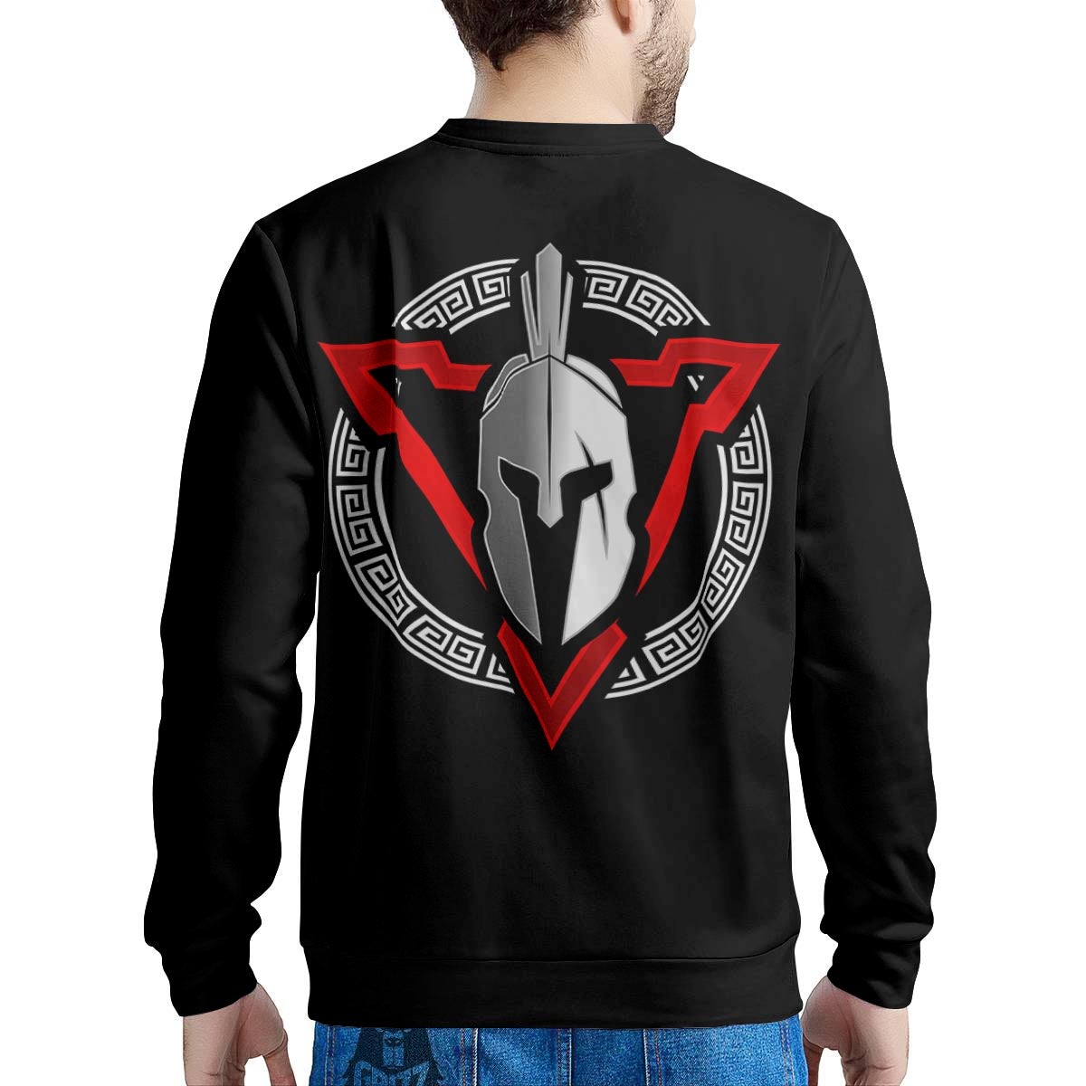 Spartan Red And White Print Men's Sweatshirt-grizzshop