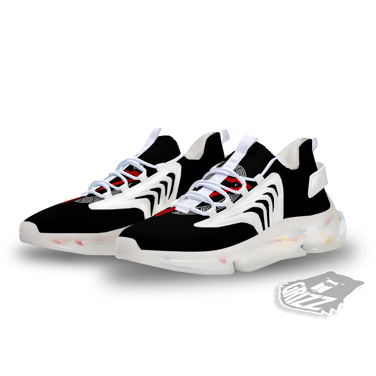 Spartan Red And White Print White Gym Shoes-grizzshop