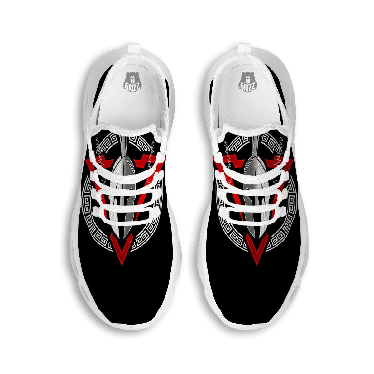 Spartan Red And White Print White Running Shoes-grizzshop
