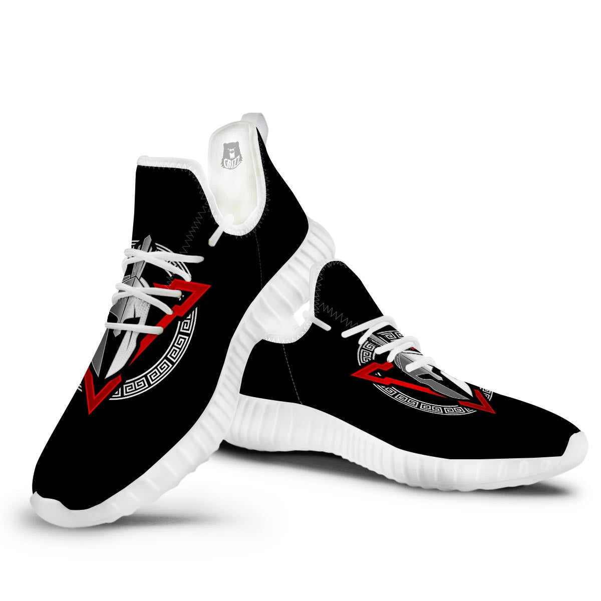 Spartan Red And White Print White Walking Shoes-grizzshop
