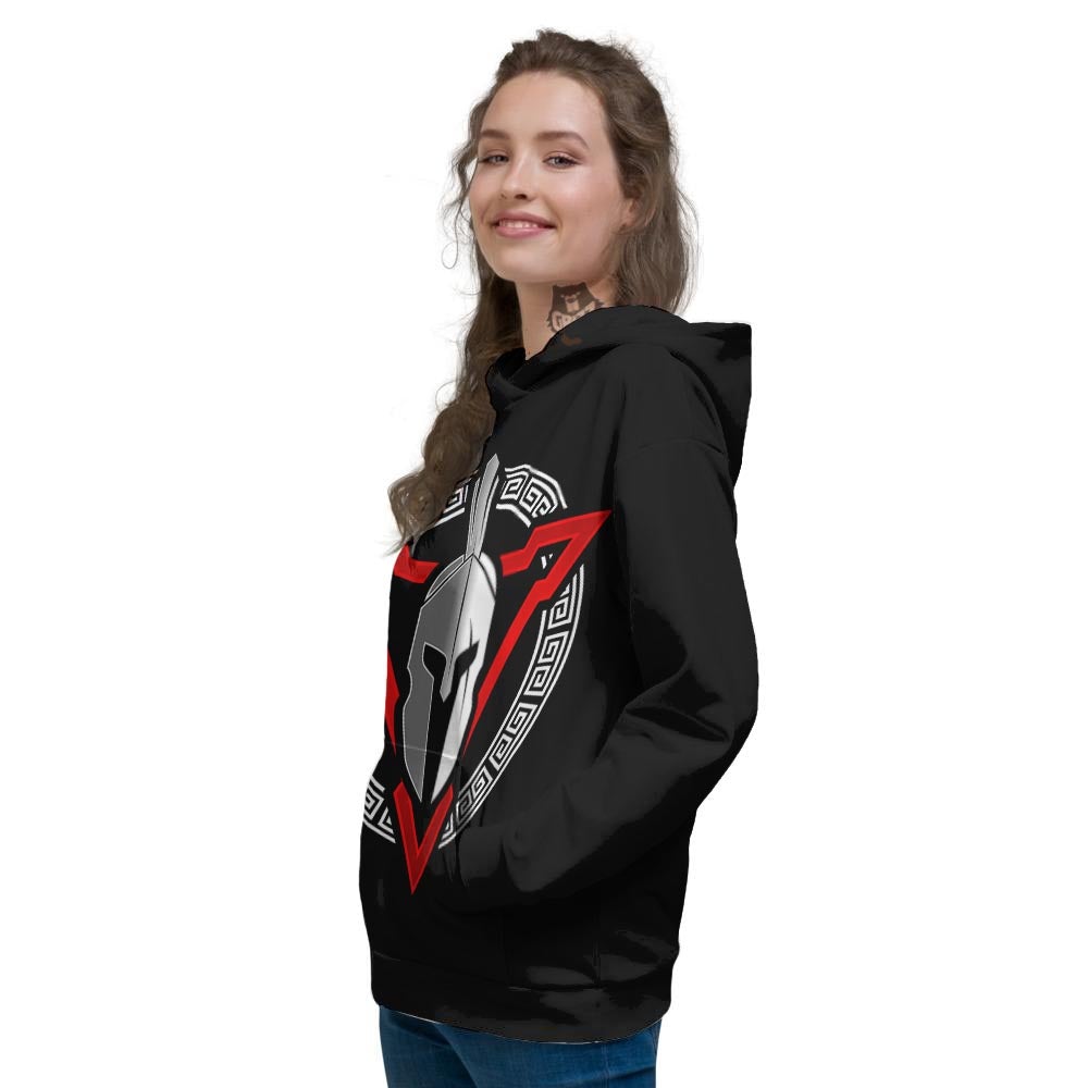 Spartan Red And White Print Women's Hoodie-grizzshop
