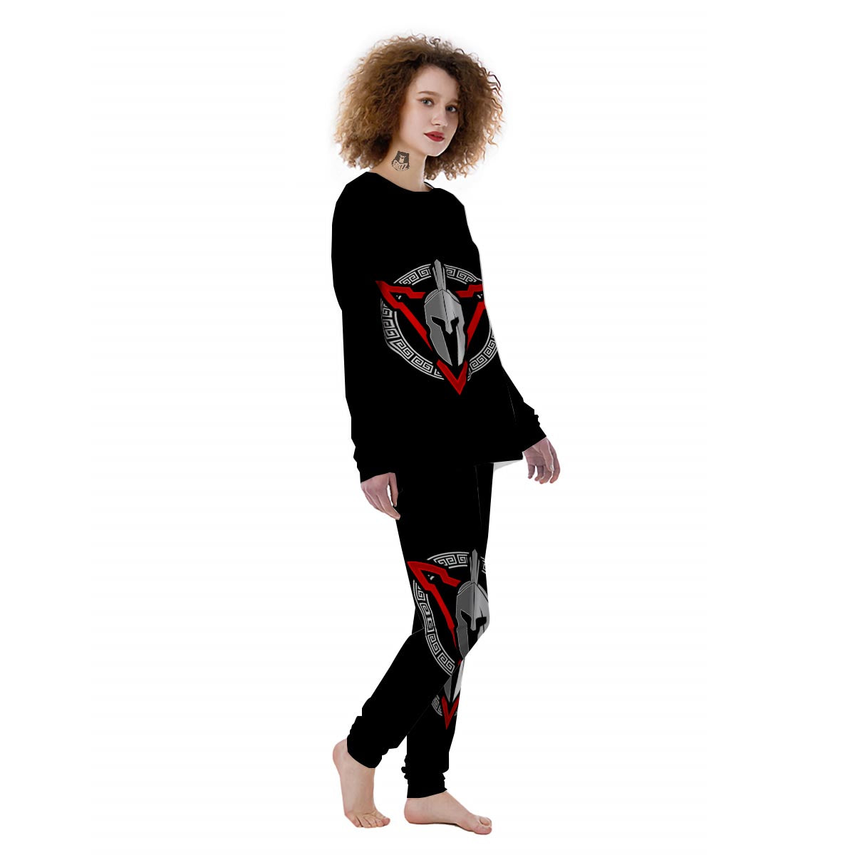 Spartan Red And White Print Women's Pajamas-grizzshop