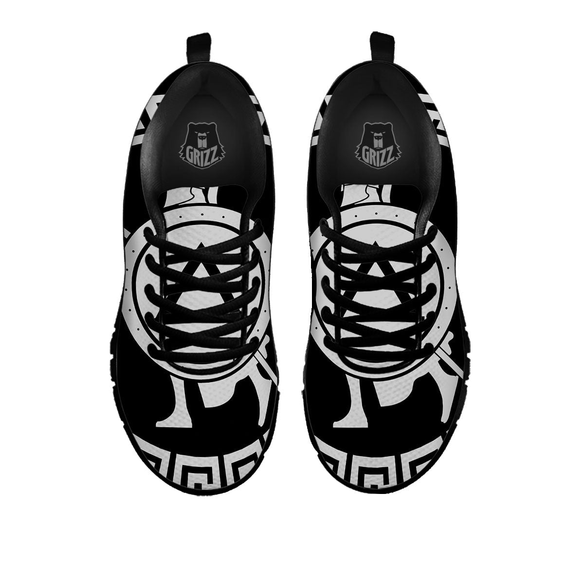 Spartan Warrior White And Black Print Black Sneaker-grizzshop