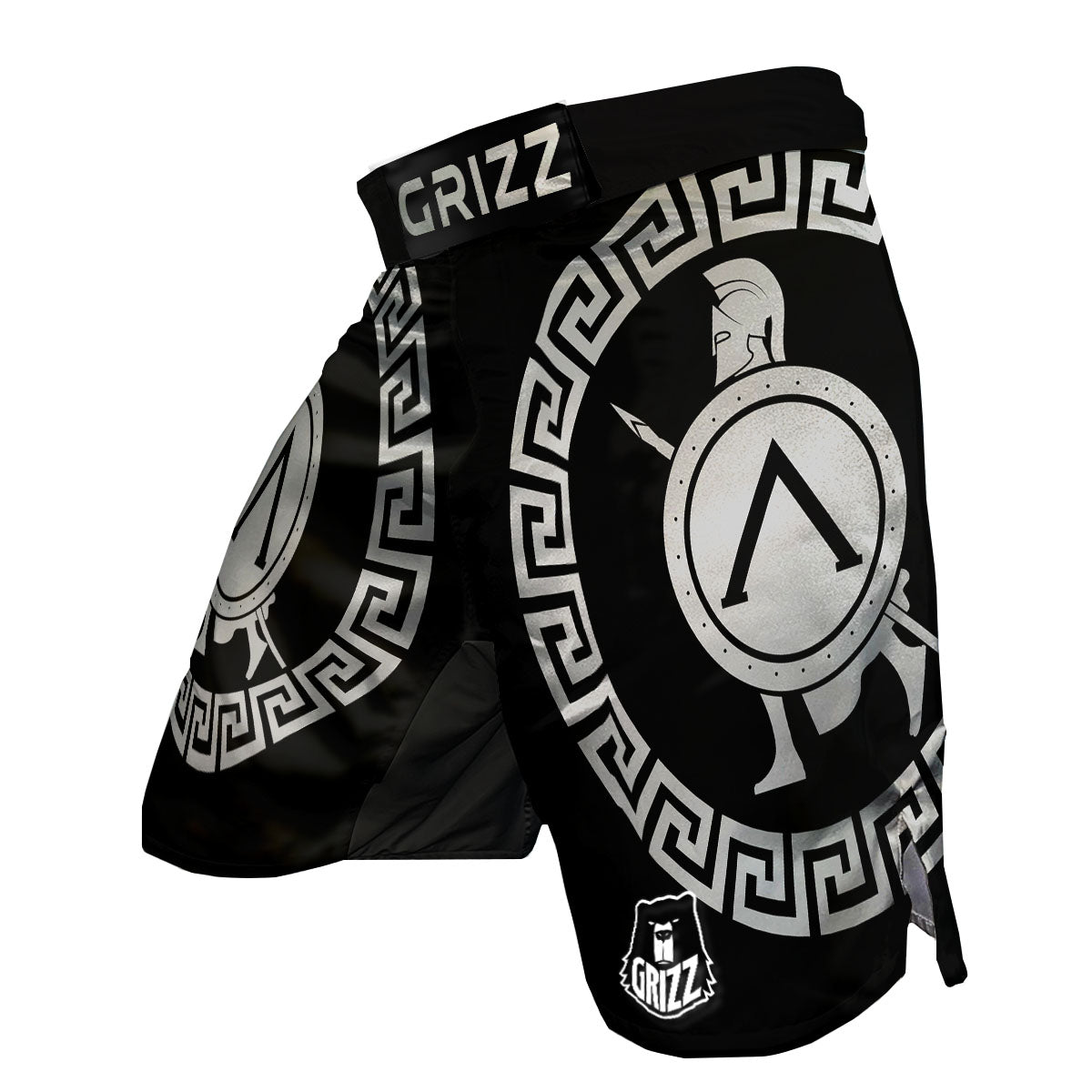 Spartan Warrior White And Black Print MMA Shorts-grizzshop
