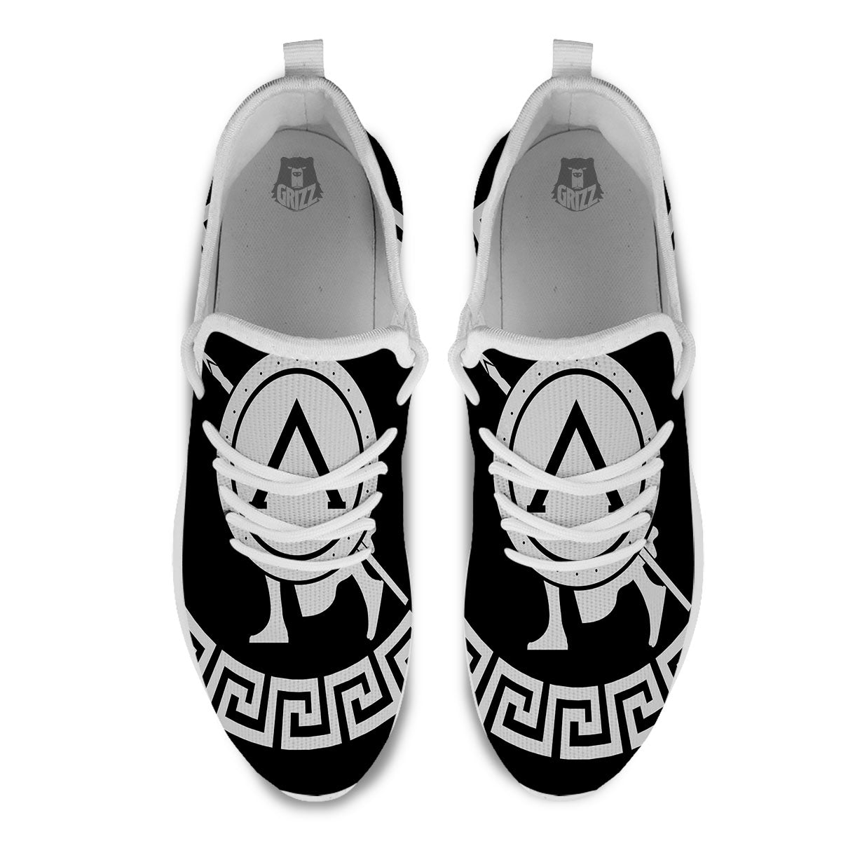 Spartan Warrior White And Black Print White Athletic Shoes-grizzshop