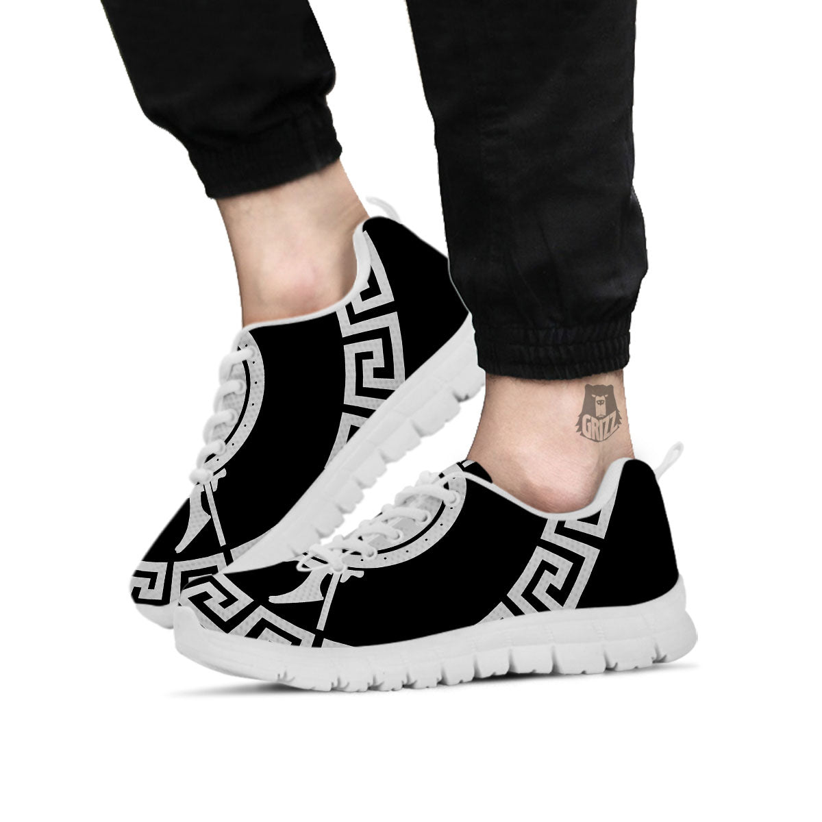 Spartan Warrior White And Black Print White Sneaker-grizzshop