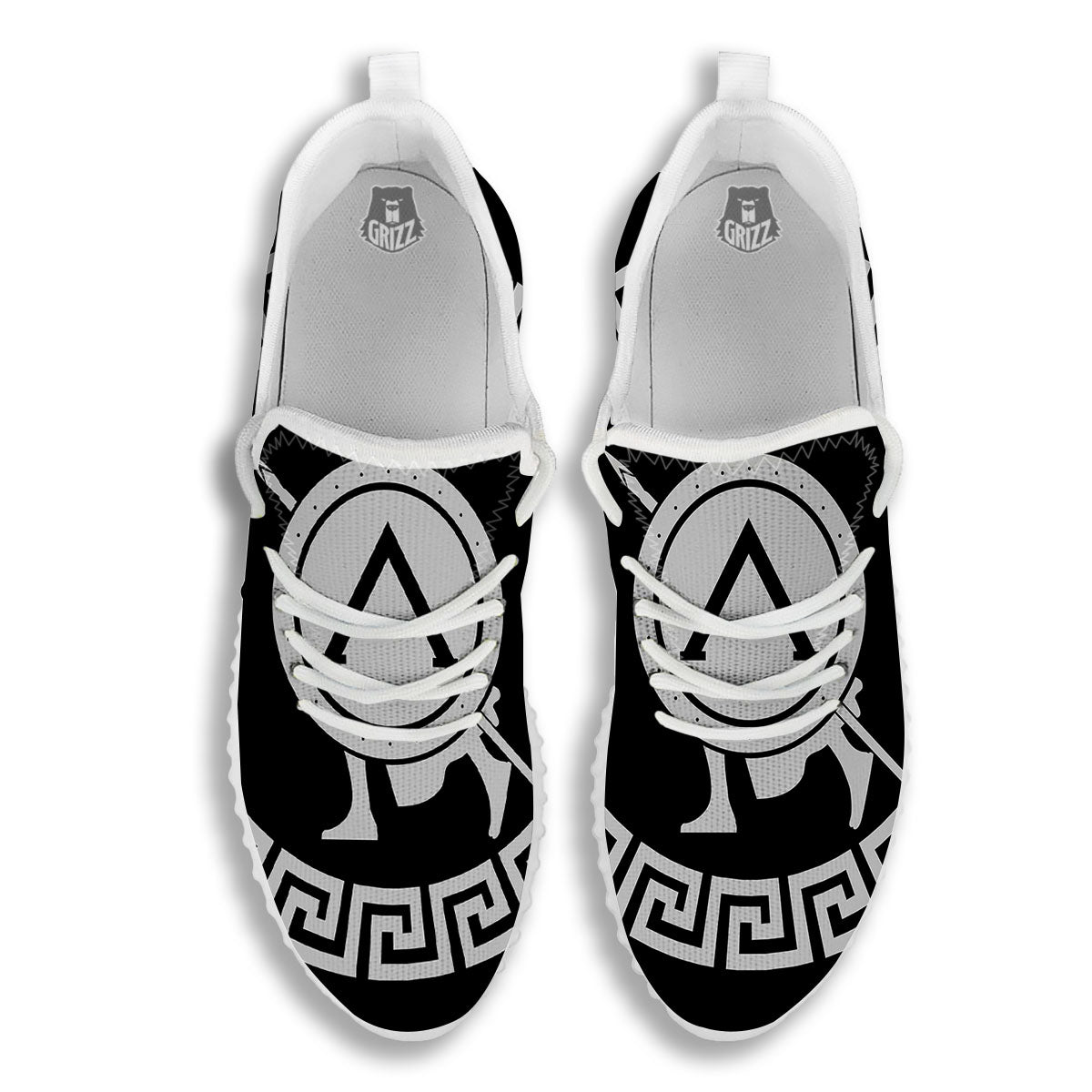 Spartan Warrior White And Black Print White Walking Shoes-grizzshop