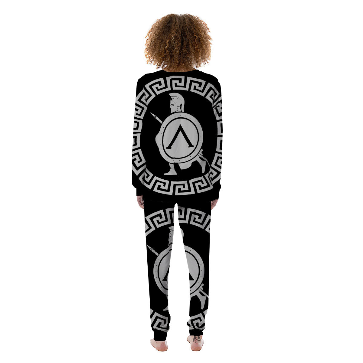 Spartan Warrior White And Black Print Women's Pajamas-grizzshop