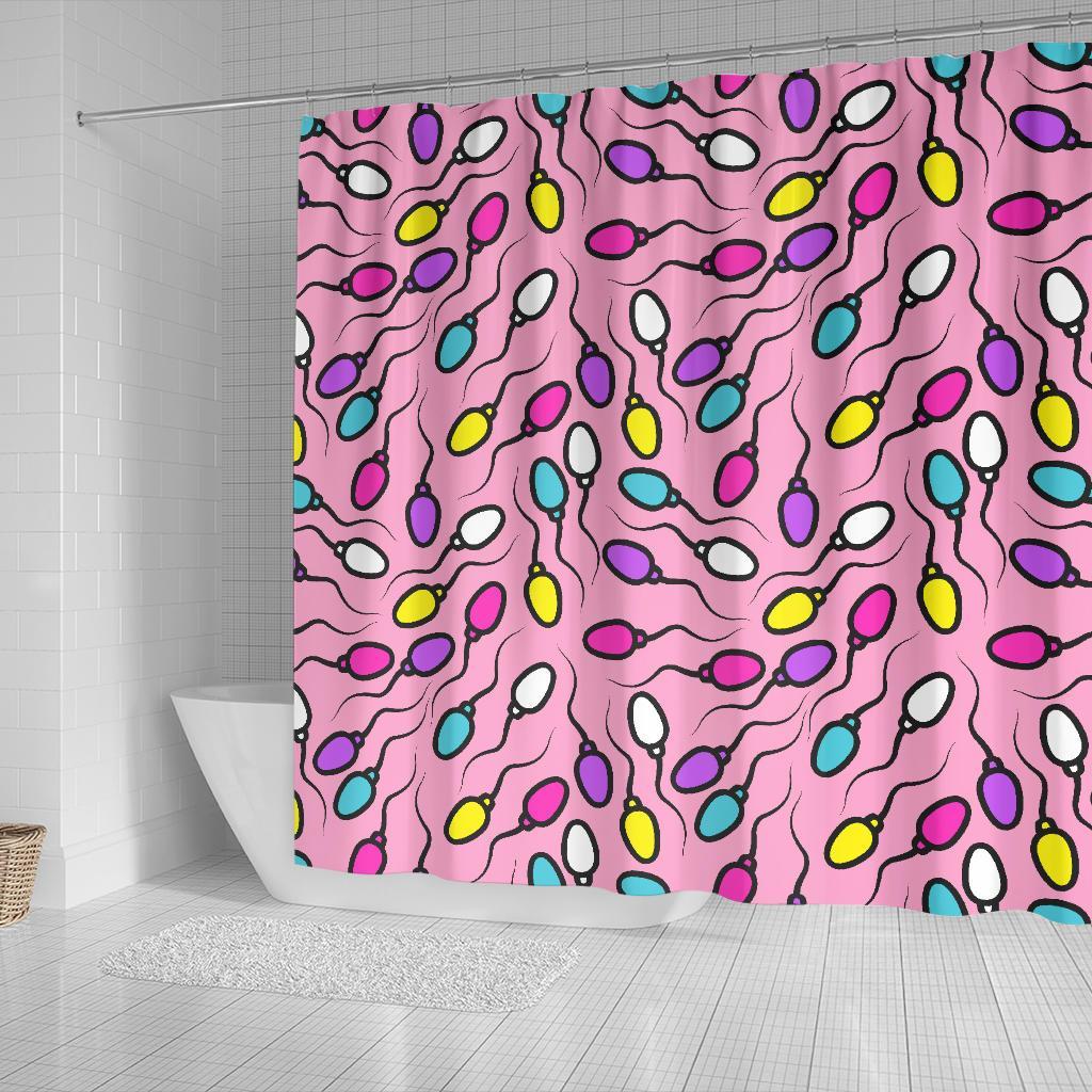 Sperm Anatomy Pattern Print Bathroom Shower Curtain-grizzshop