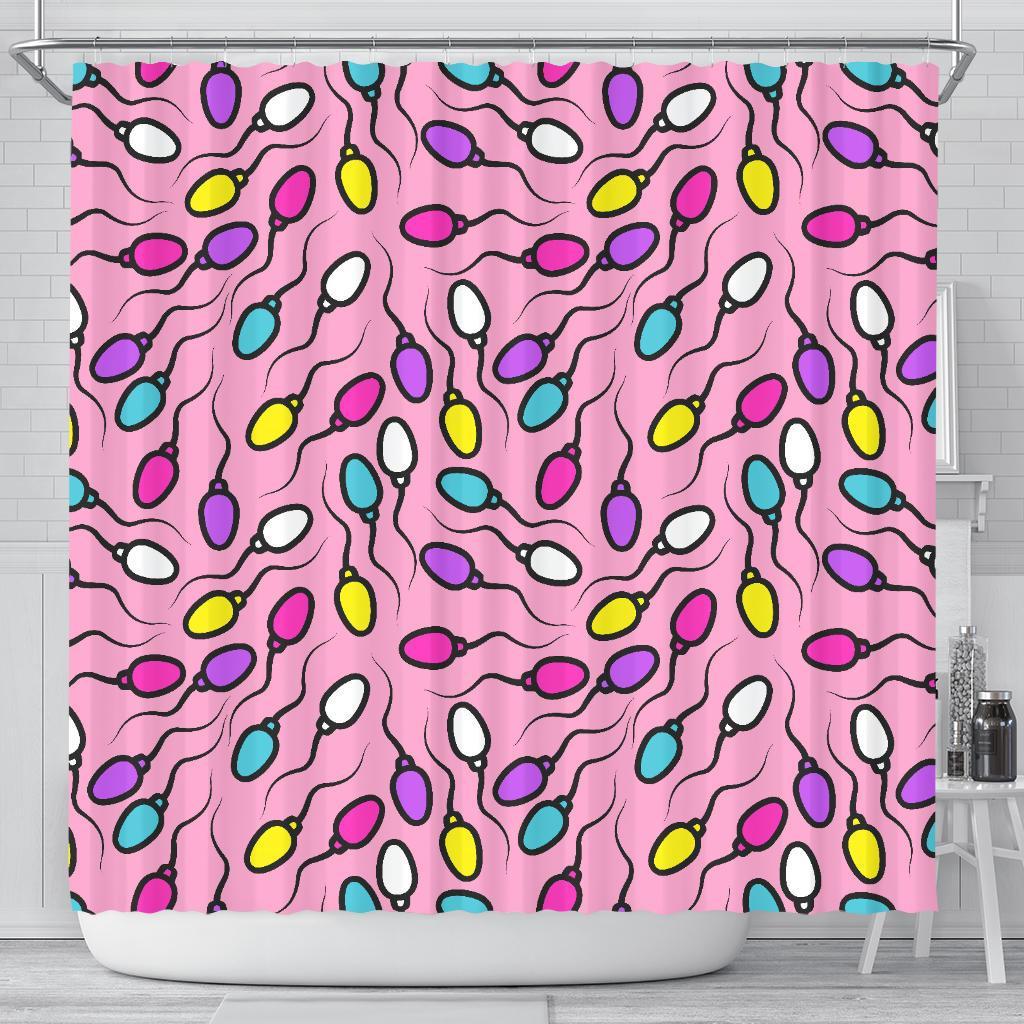 Sperm Anatomy Pattern Print Bathroom Shower Curtain-grizzshop