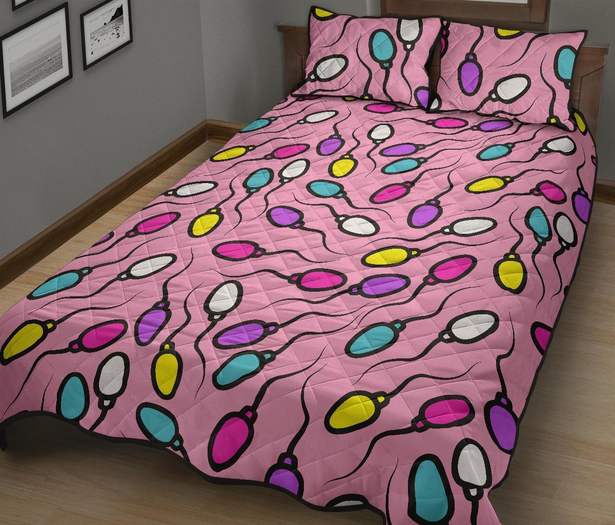 Sperm Anatomy Pattern Print Bed Set Quilt-grizzshop