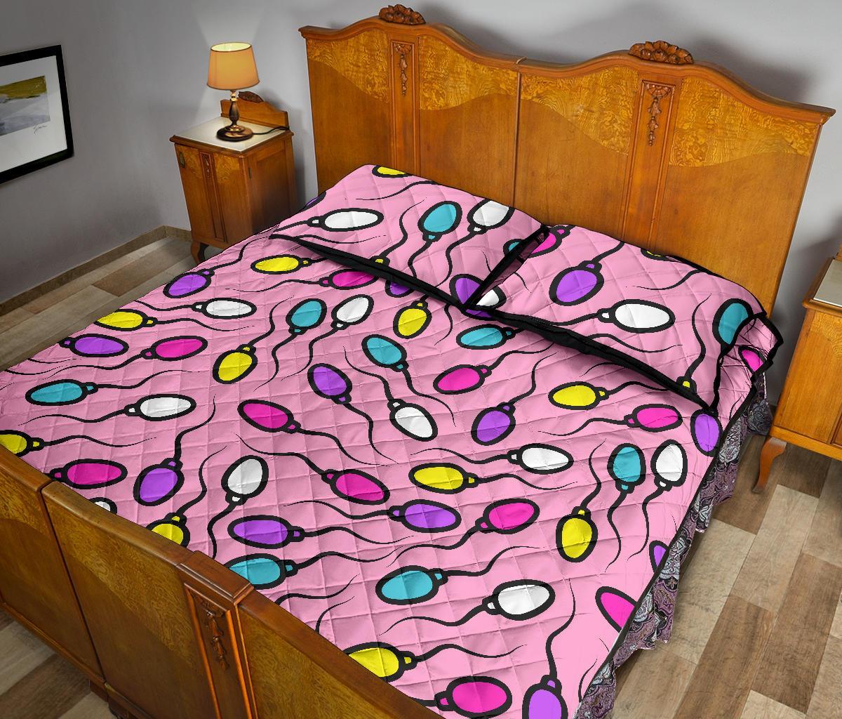 Sperm Anatomy Pattern Print Bed Set Quilt-grizzshop