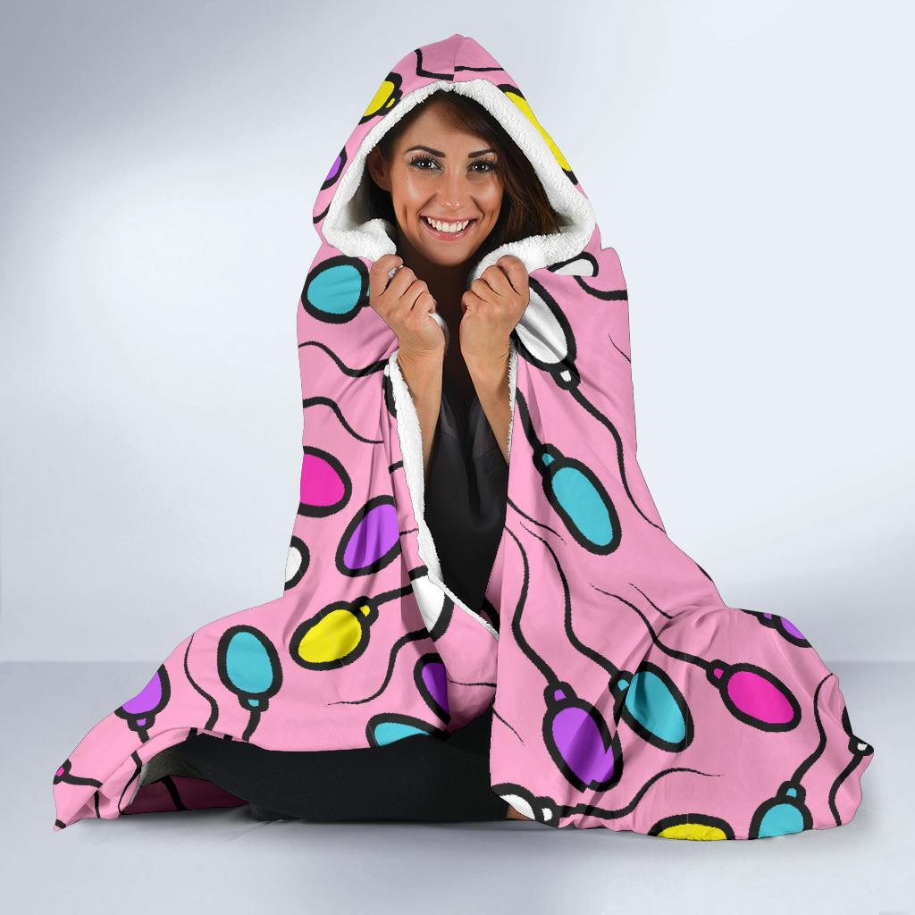 Sperm Anatomy Pattern Print Hooded Blanket-grizzshop