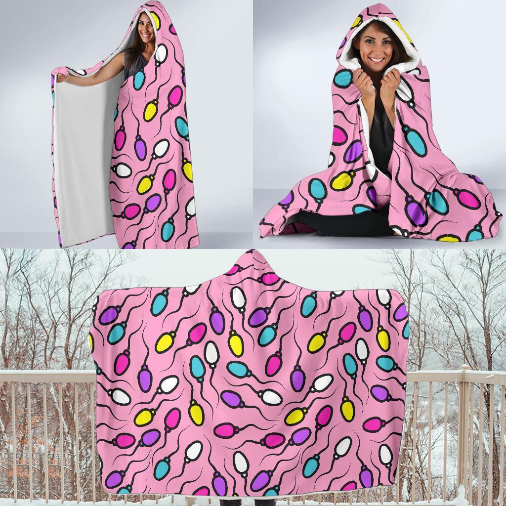 Sperm Anatomy Pattern Print Hooded Blanket-grizzshop