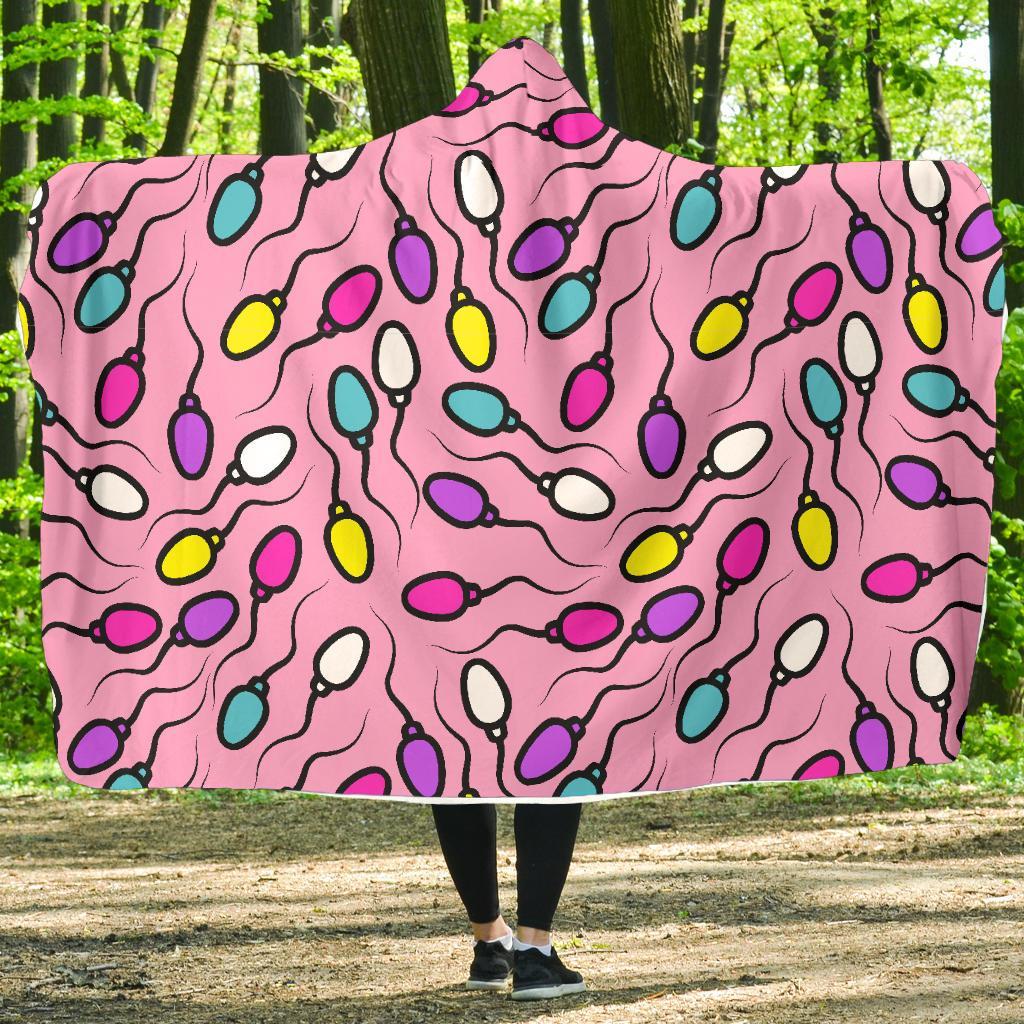 Sperm Anatomy Pattern Print Hooded Blanket-grizzshop