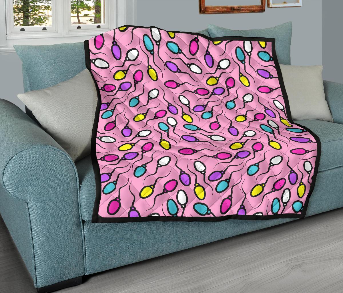 Sperm Anatomy Pattern Print Quilt-grizzshop