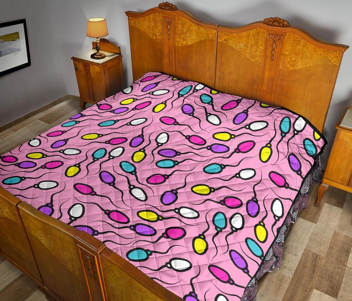 Sperm Anatomy Pattern Print Quilt-grizzshop