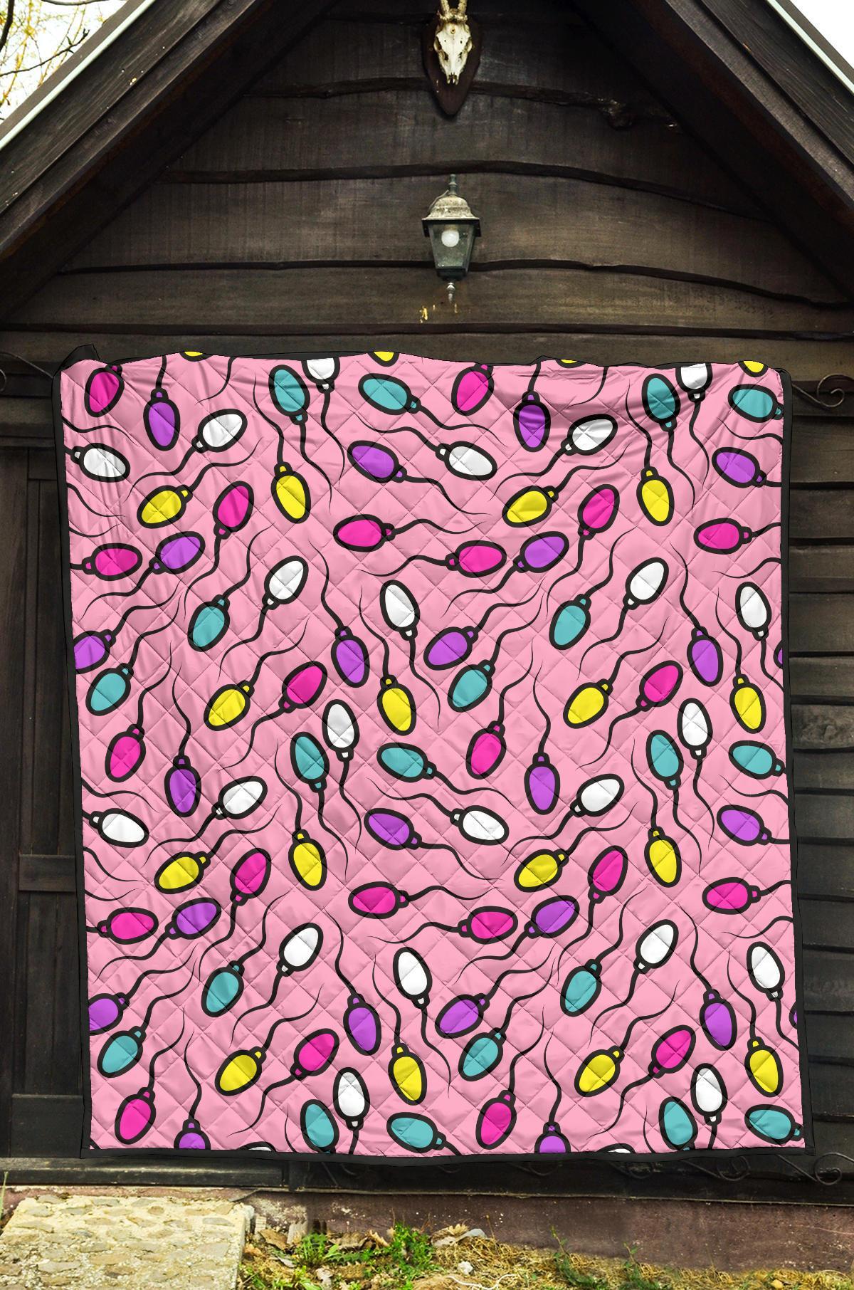 Sperm Anatomy Pattern Print Quilt-grizzshop