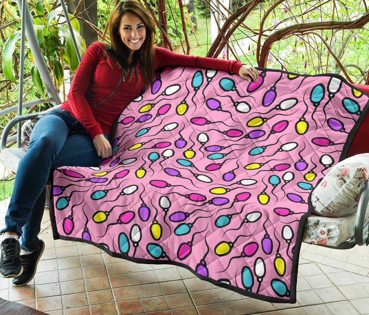 Sperm Anatomy Pattern Print Quilt-grizzshop