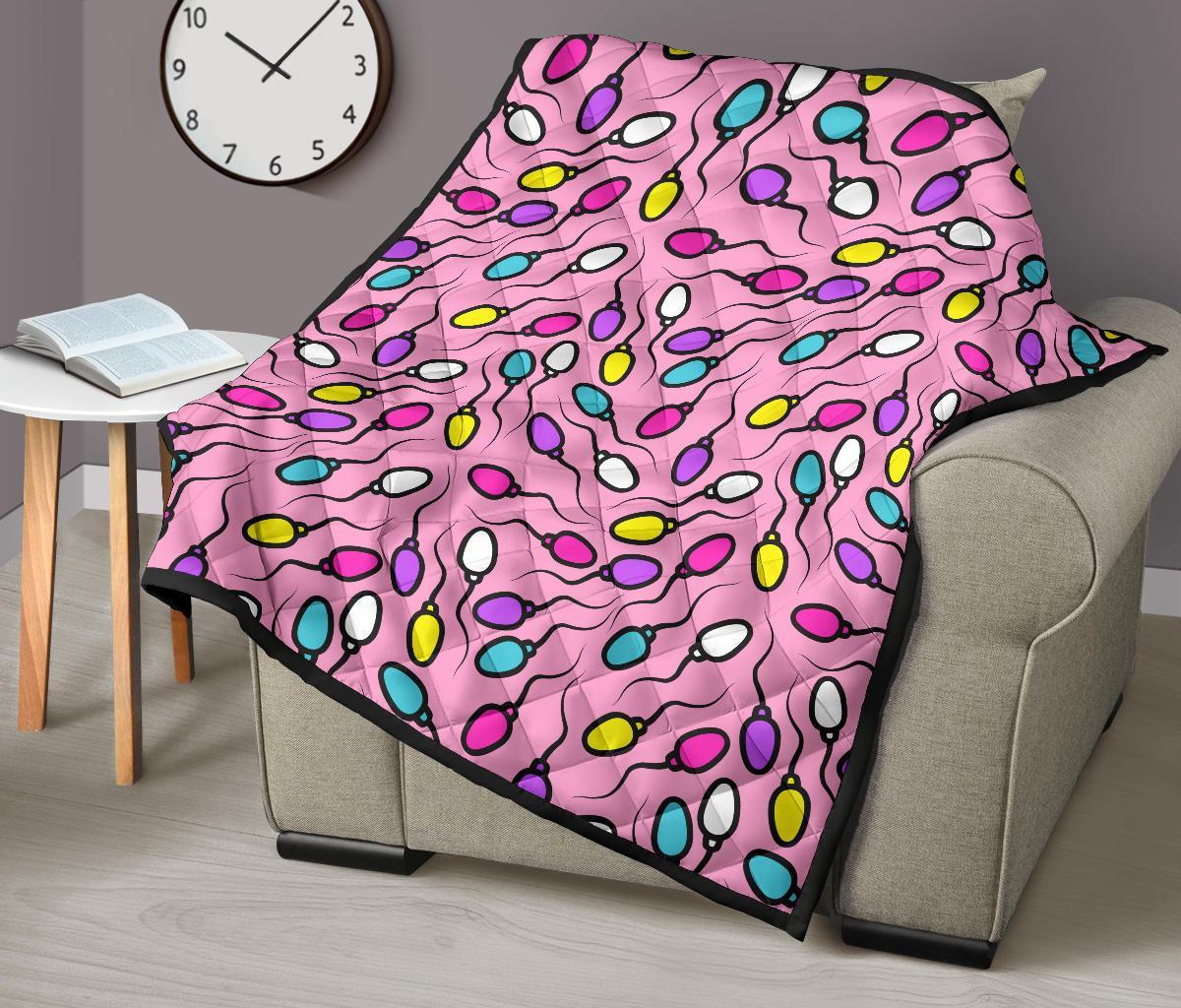 Sperm Anatomy Pattern Print Quilt-grizzshop