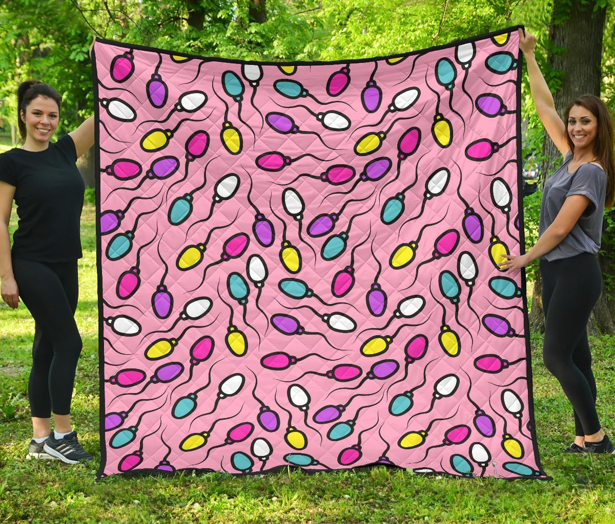 Sperm Anatomy Pattern Print Quilt-grizzshop